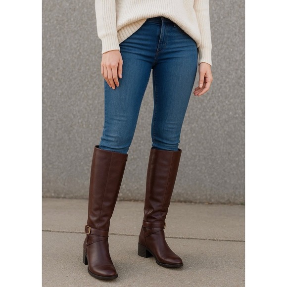 Lauren Ralph Lauren Mariah Dark Brown Leather Riding Boots 7.5B Preppy Old Money - Picture 2 of 16